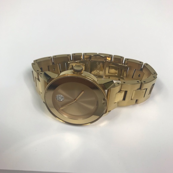 Gold Movado Bold With K1 Crystal Dot Ring - Picture 4 of 7